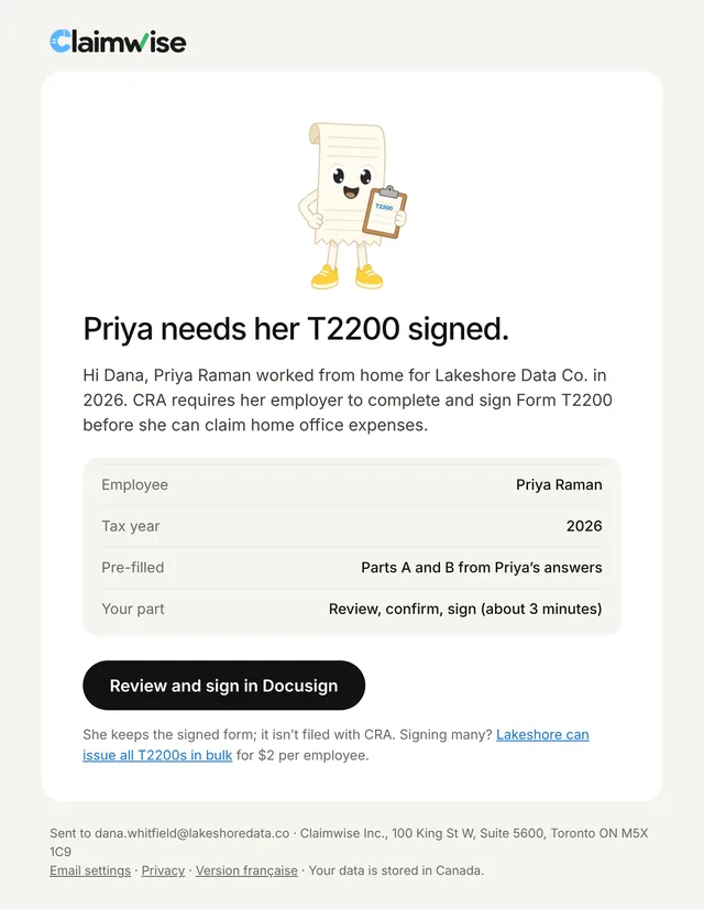 T2200 request email