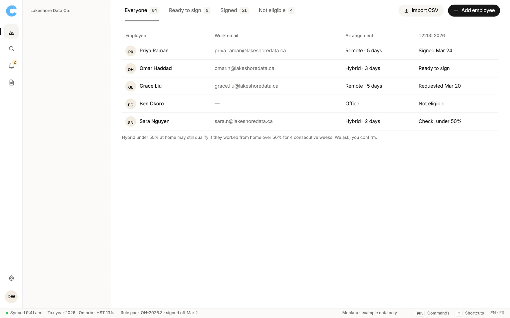 Claimwise app screen: hr roster
